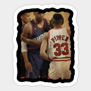 Scottie Pippen vs Charles Barkley Vintage Sticker